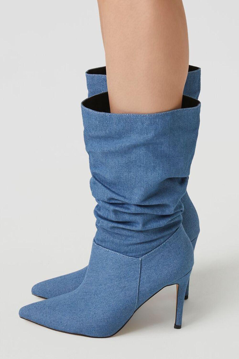 Ruched Denim Stiletto Boots | Forever 21 Product Image