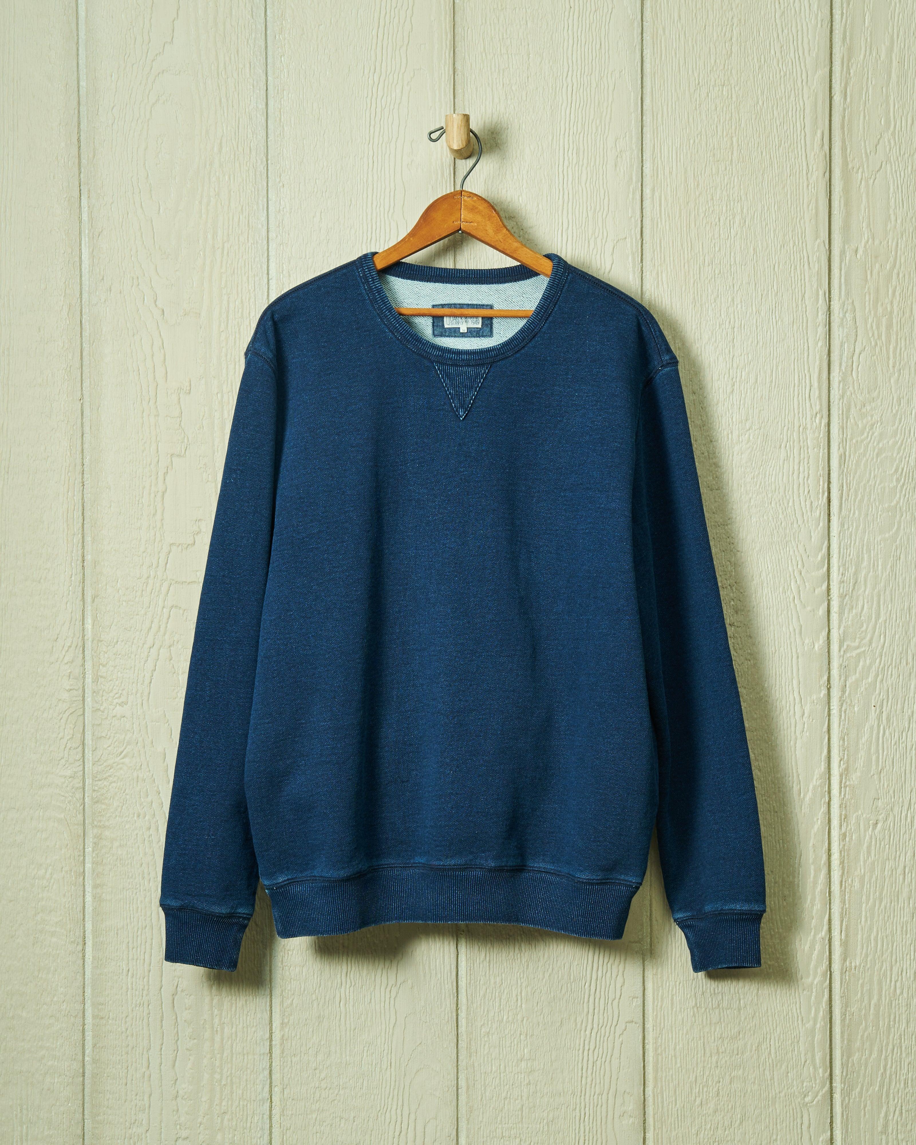 Contender Crewneck in Dark Wash Indigo Loopback Terry Product Image