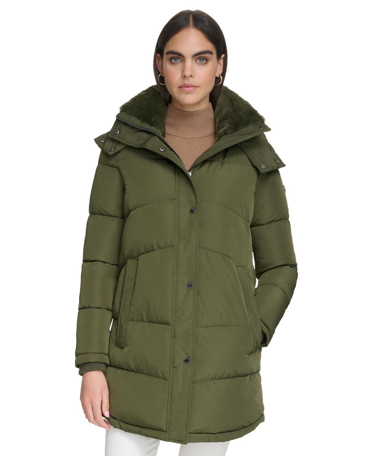 Calvin Klein Womens Petite Hooded Puffer Coat, Created for Macys Product Image