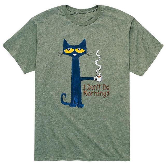 Mens Pete The Cat Dont Do Mornings Tee Grey Military Green Product Image