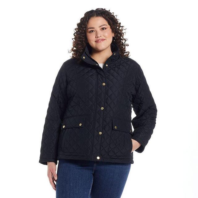 Plus Size Weathercast Modern Quilted Barn Jacket, Womens Black Product Image