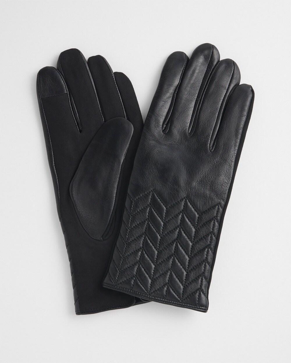 Quilted Black Leather Gloves product image