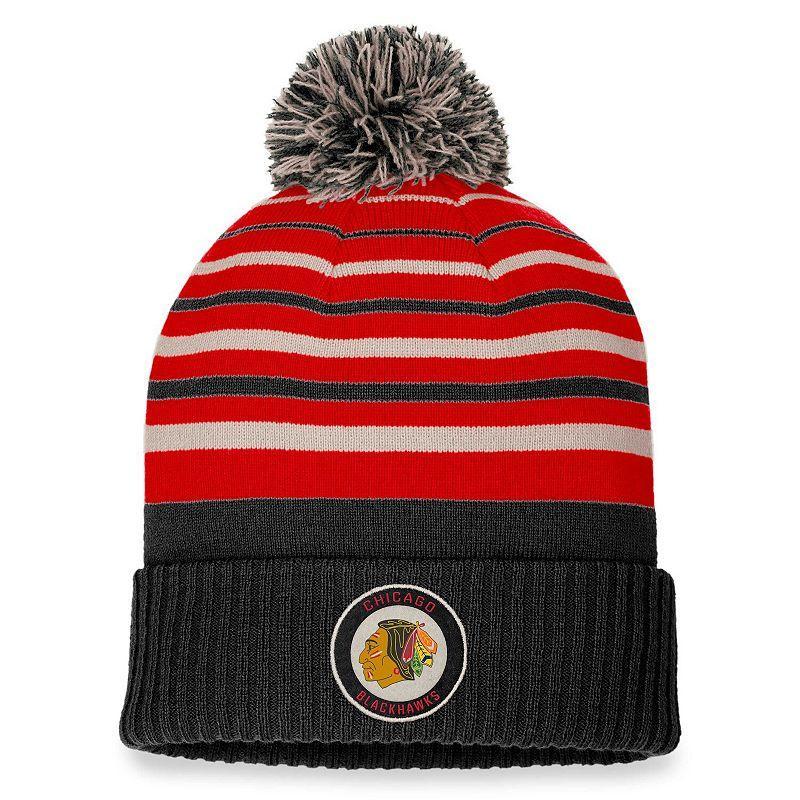 Mens Fanatics Branded /Red Chicago hawks True Classic Retro Cuffed Knit Hat with Pom Product Image