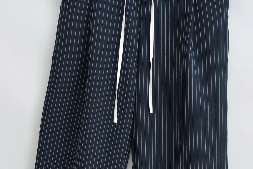 High Waist Pinstriped Wide Leg Pants Product Image