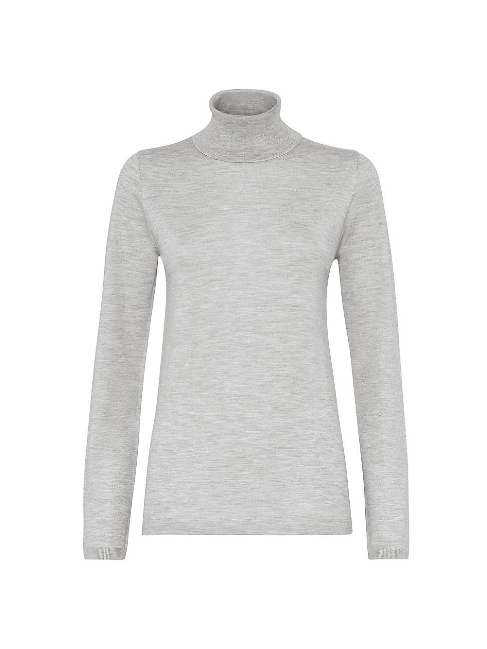 Womens Cashmere and Silk Lightweight Turtleneck Sweater Product Image