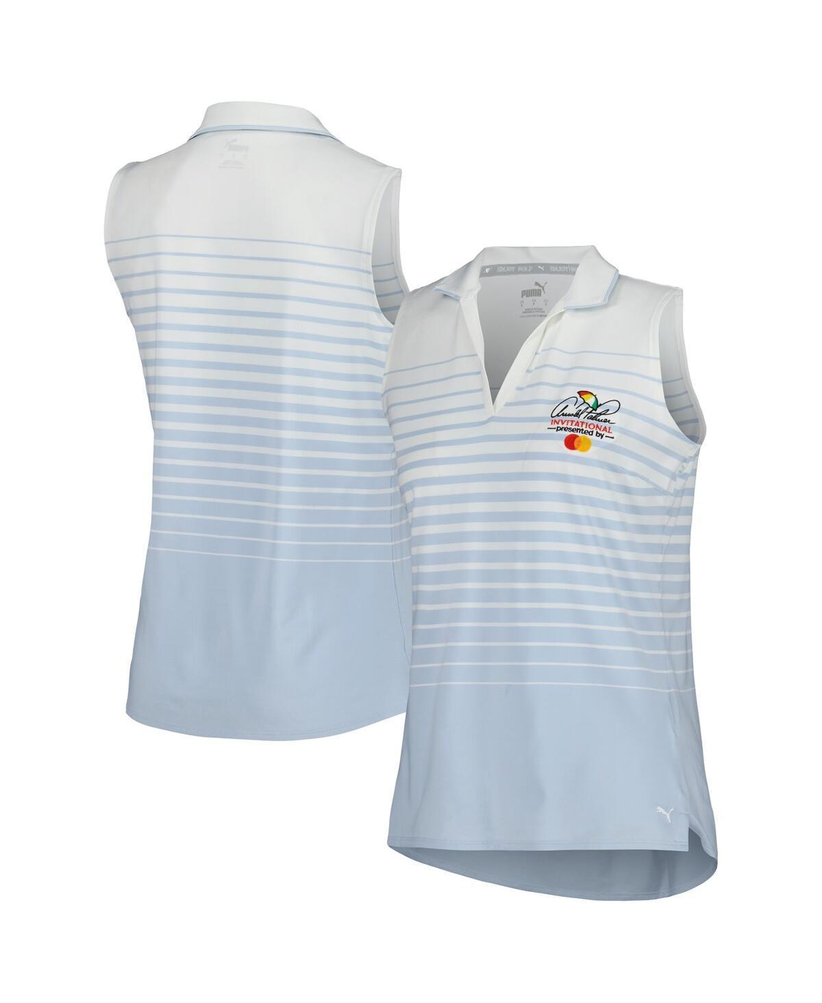 Womens Puma Light Blue Arnold Palmer Mattr Stripe Sleeveless V-Neck Polo Shirt Product Image