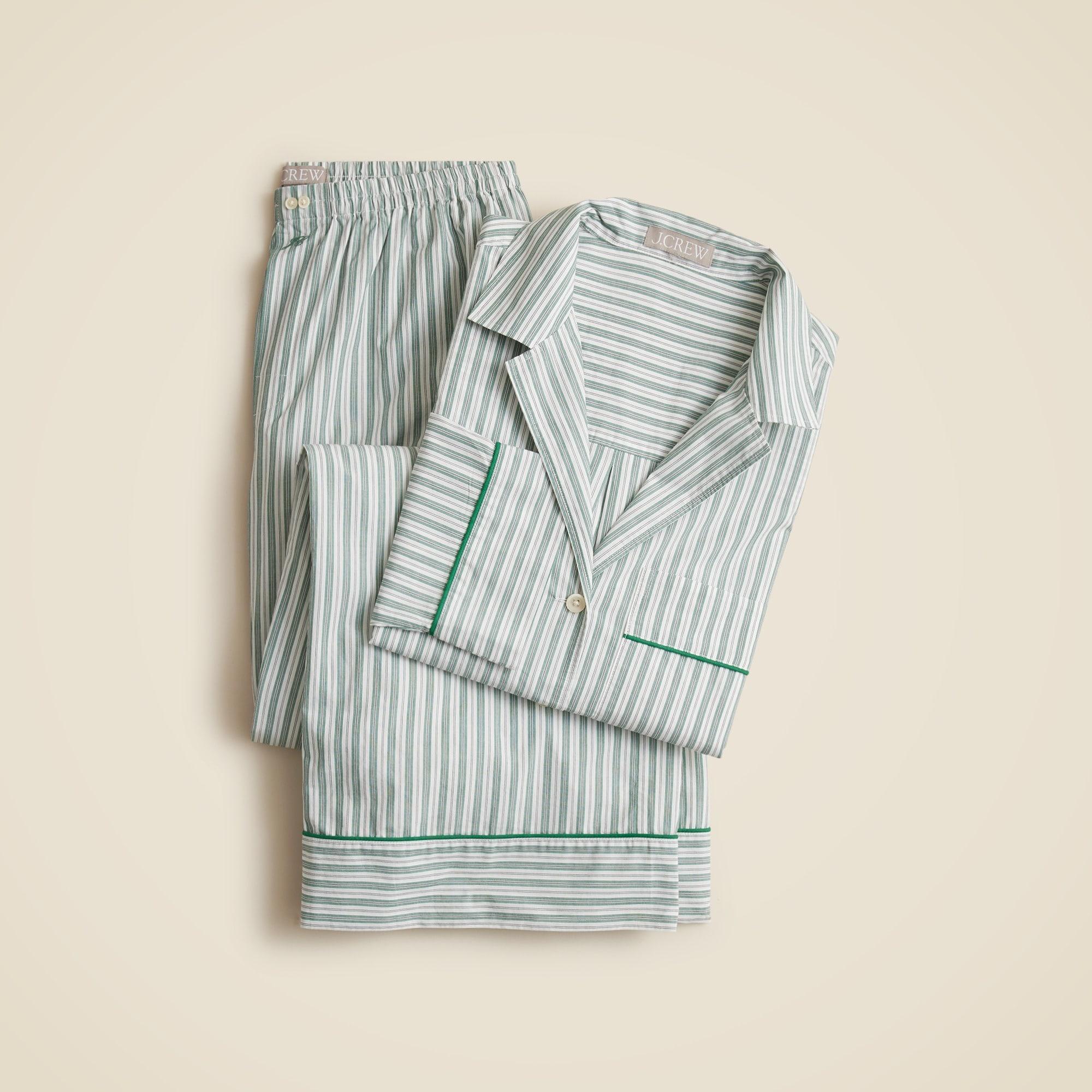 Pajama pant set in striped cotton poplin Product Image