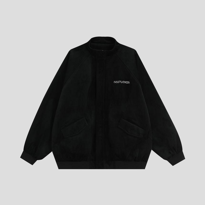 Mock Neck Plain Zip-Up Jacket Product Image