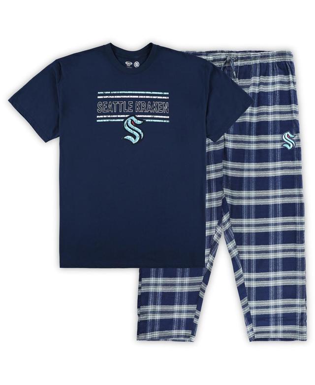 Mens Deep Sea Blue/Gray Seattle Kraken Big & Tall T-Shirt & Pajama Pants Sleep Set Krk Blue Product Image