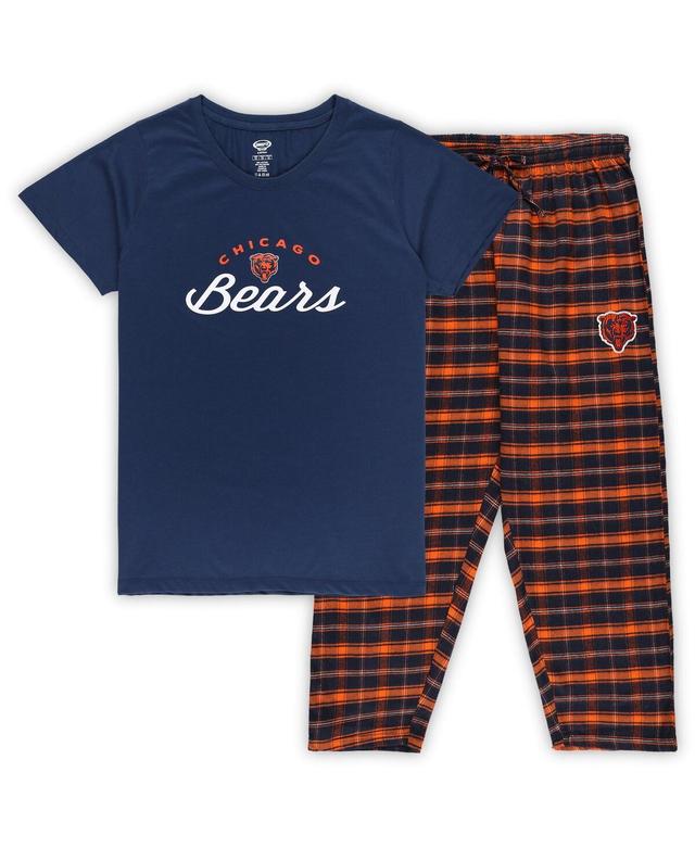 Womens Concepts Sport Chicago Bears Plus Size Badge T-Shirt & Flannel Pants Sleep Set Blue Product Image