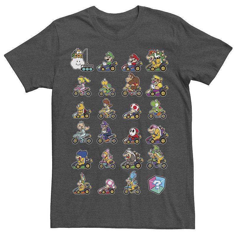 Mens Mario Kart Character Stacks Tee Grey Product Image