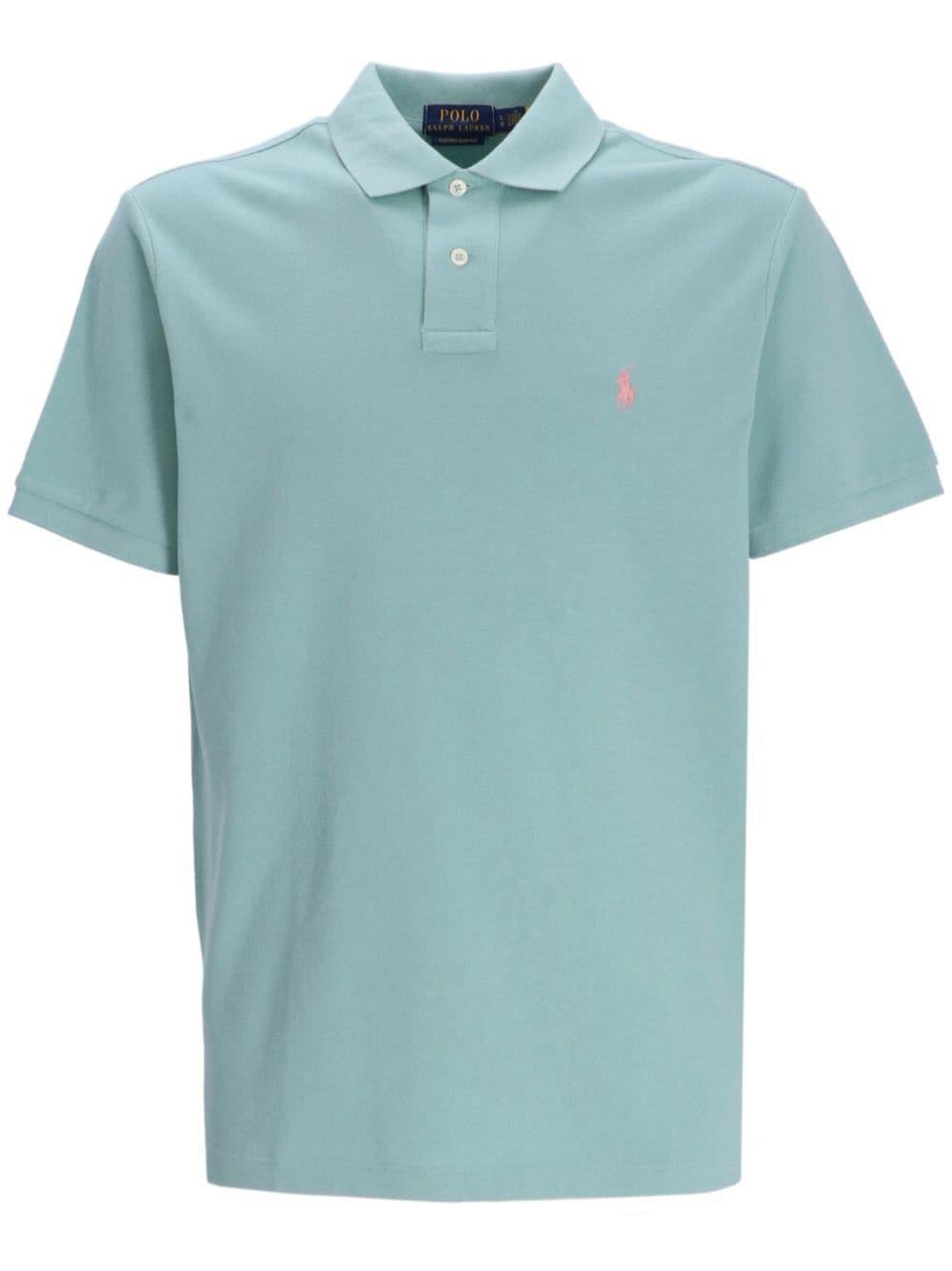 Logo-embroidered Cotton Polo Shirt In Blue Product Image