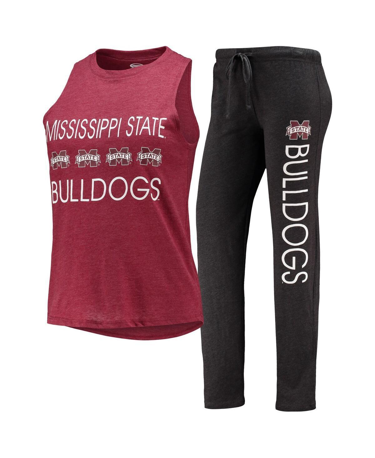 Womens Concepts Sport Black/Maroon Mississippi State Bulldogs Tank Top & Pants Sleep Set Product Image