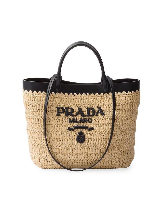 Womens Small Woven Fabric and Leather Tote Bag Product Image