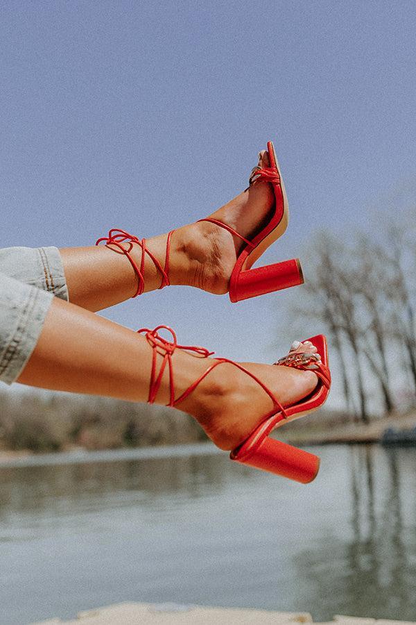 The Emilio Lace Up Heel In Red Product Image