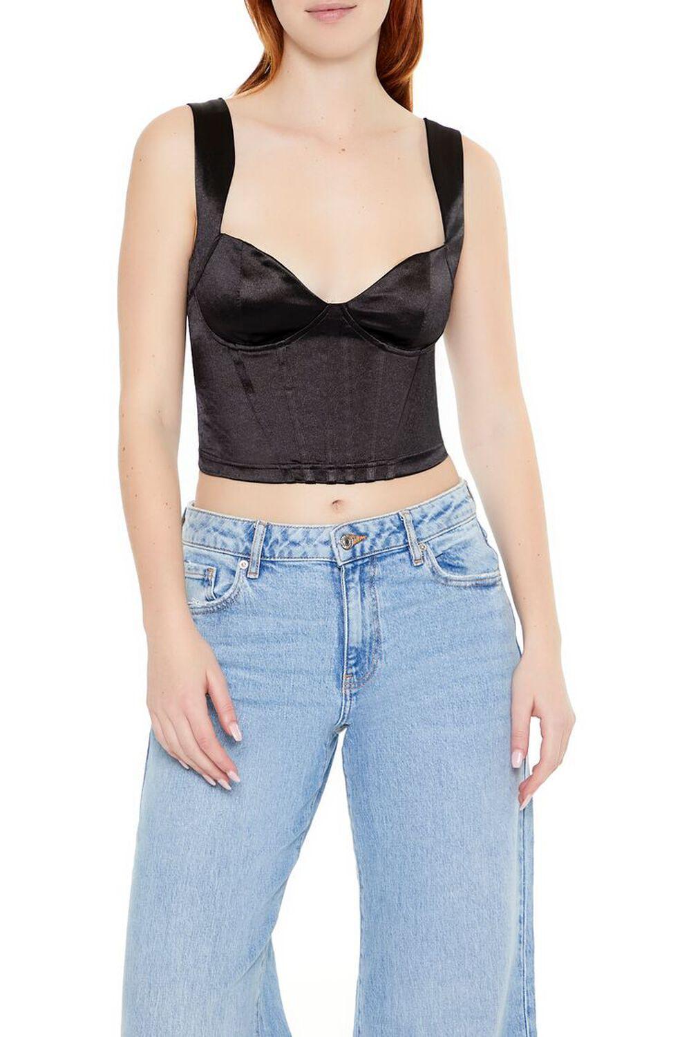 Metallic Sweetheart Crop Top | Forever 21 Product Image