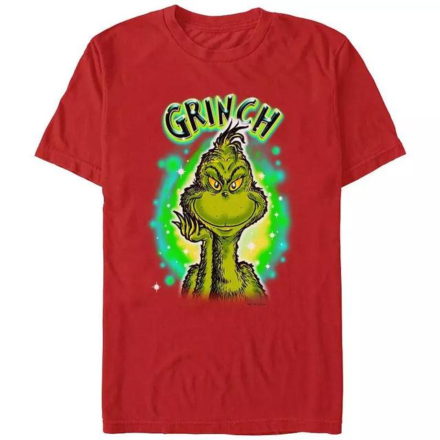 Mens Dr. Seuss Grinch Airbrush Background Graphic Tee Product Image