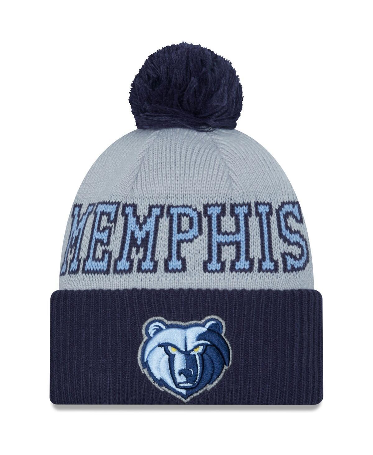 Mens New Era Navy Memphis Grizzlies Tip-Off Two-Tone Cuffed Knit Hat with Pom - Navy Product Image