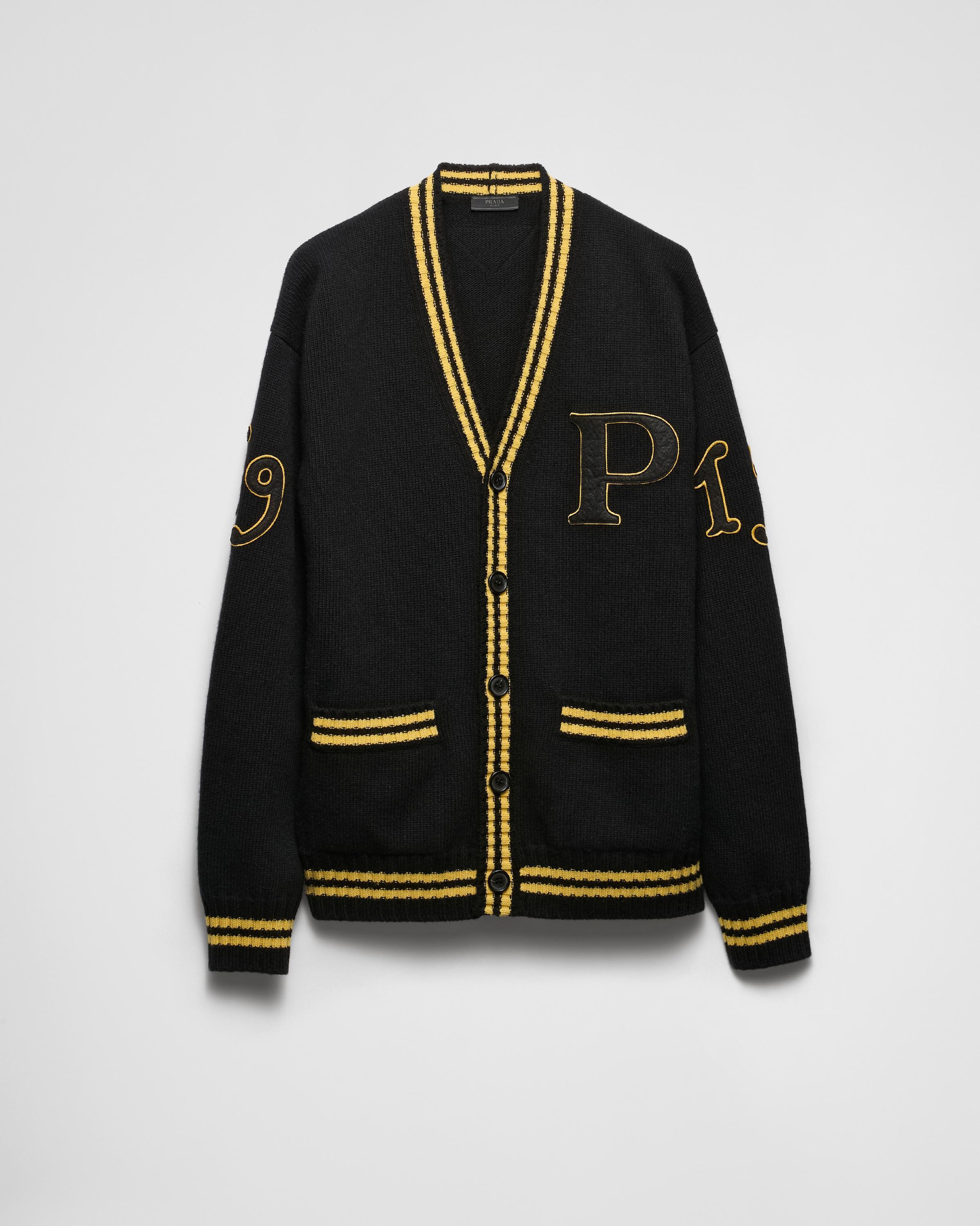 Wool and cashmere cardigan with patches Product Image