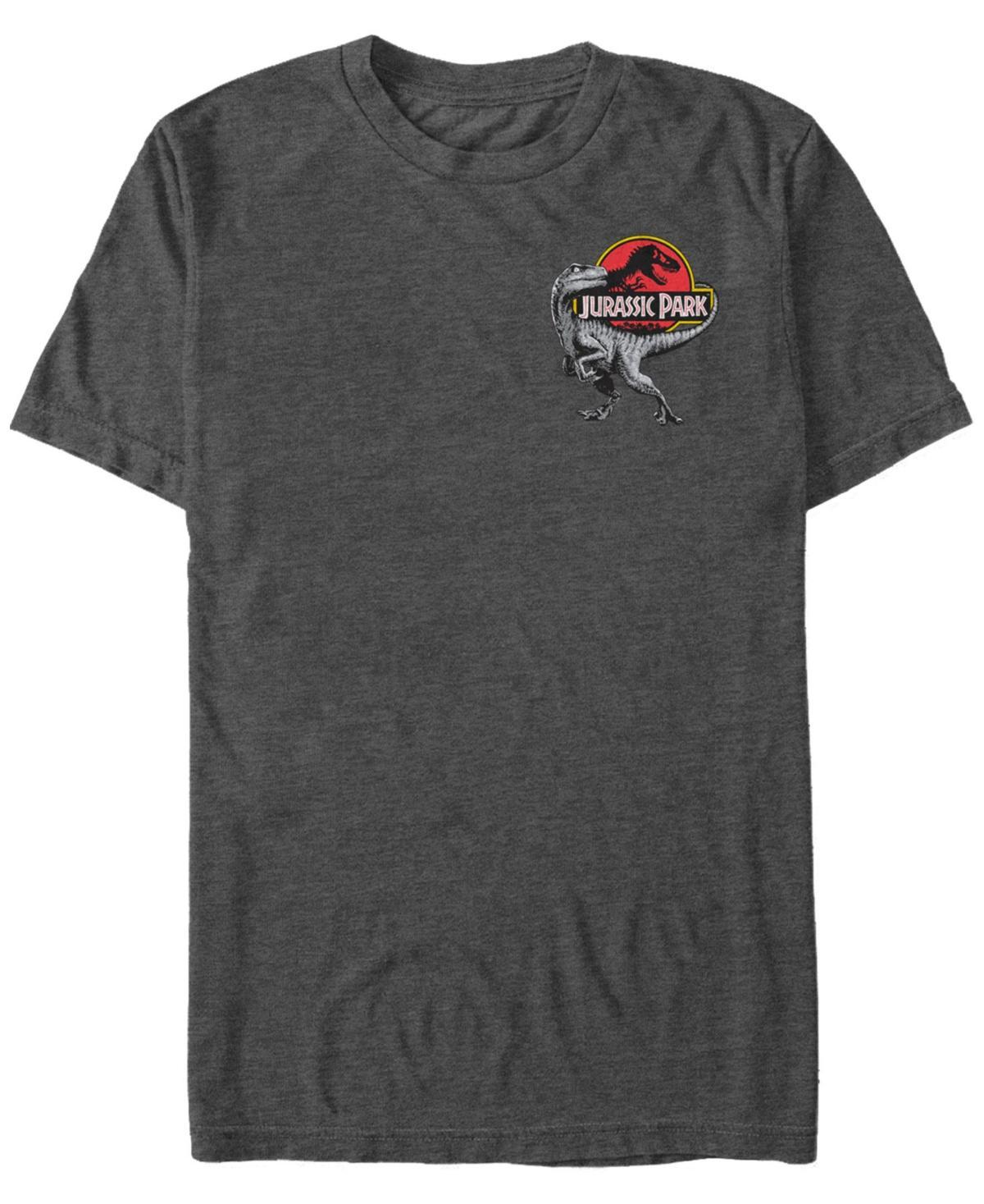 Mens Jurassic Park Logo On Raptors Tail Pocket Tee Dark Grey Product Image