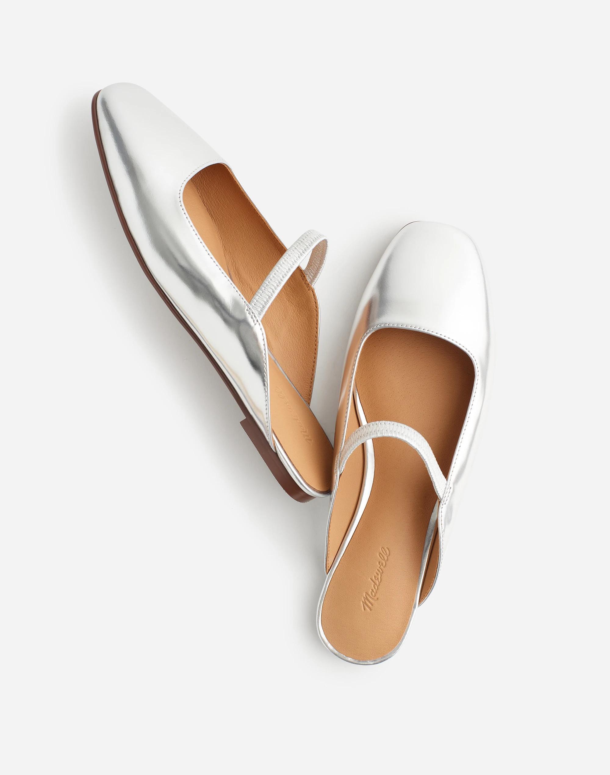 The Greta Ballet Flat Mule in Specchio Leather Product Image