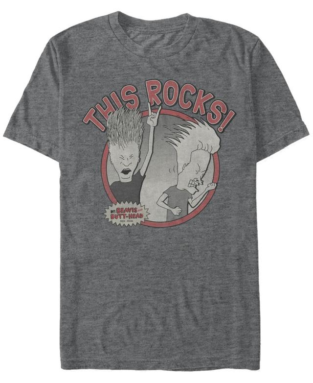 Mens Beavis And Butthead This Rocks Tee Red Grey Product Image