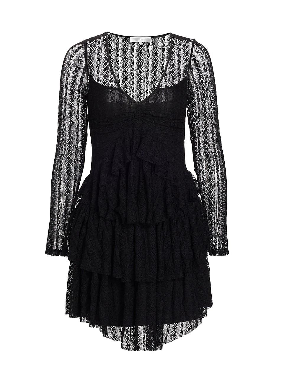 Womens Yana Ruffled Stretch Lace Minidress Product Image