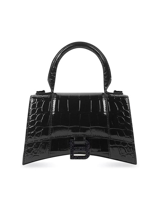 Womens Hourglass XS Handbag Crocodile Embossed With Rhinestones Product Image