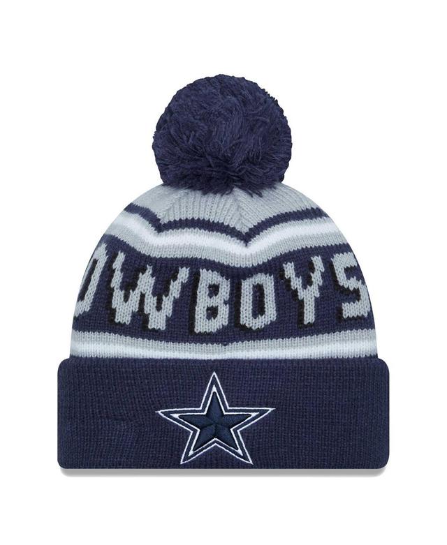 Mens New Era Dallas Cowboys Main Cuffed Knit Hat with Pom, Blue Product Image