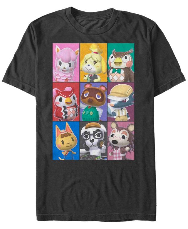 Mens Nintendo Animal Crossing Towns Folk Yearbook Photo Style Tee Blue Product Image