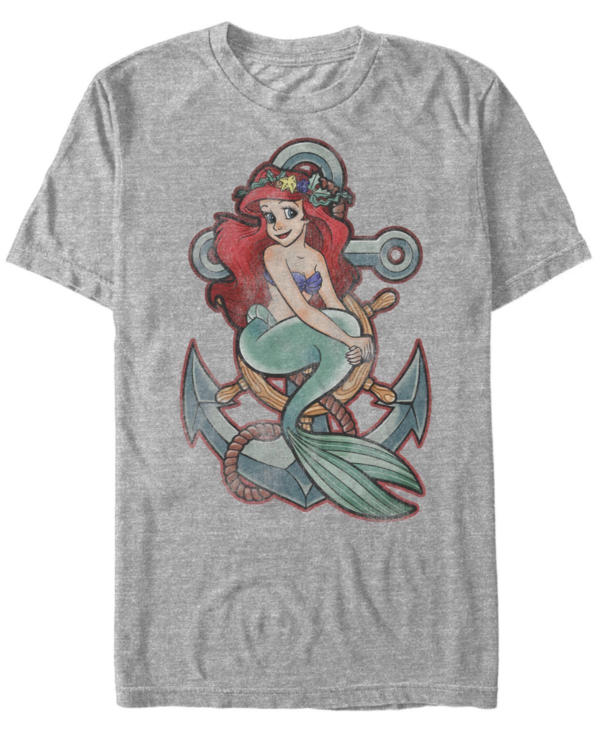 Mens Disney The Little Mermaid Tattoo Anchor Pose Tee Athletic Grey Product Image