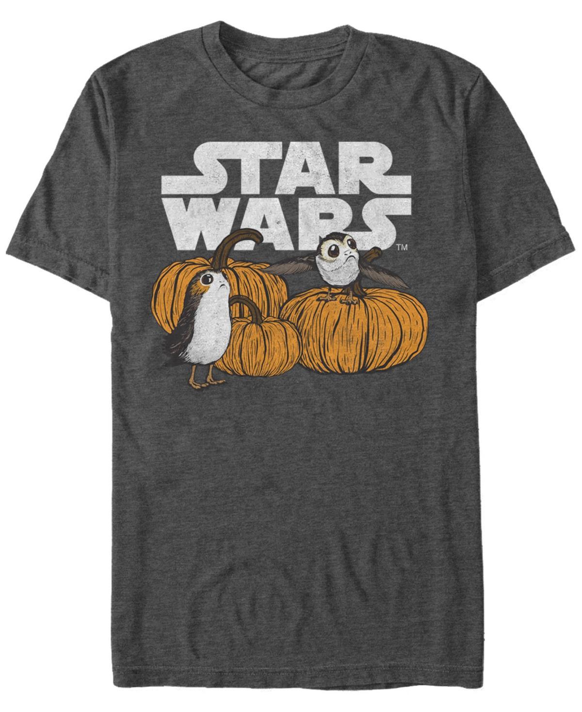 Mens Star Wars Pumpkin Patch Porg Group Shot Tee Grey Heather Product Image