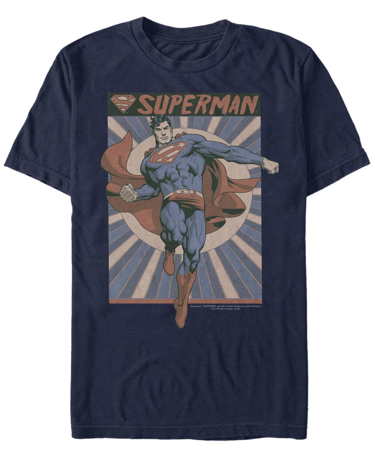 Mens DC Comics Superman Posed Pop Art Poster Graphic Tee Blue Product Image