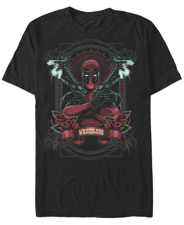 Mens Marvel Deadpool Wreckless Poster Tee Black Product Image