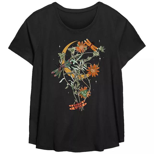 Plus Size Fall Floral Dragonfly Flowy Graphic Tee, Womens Product Image