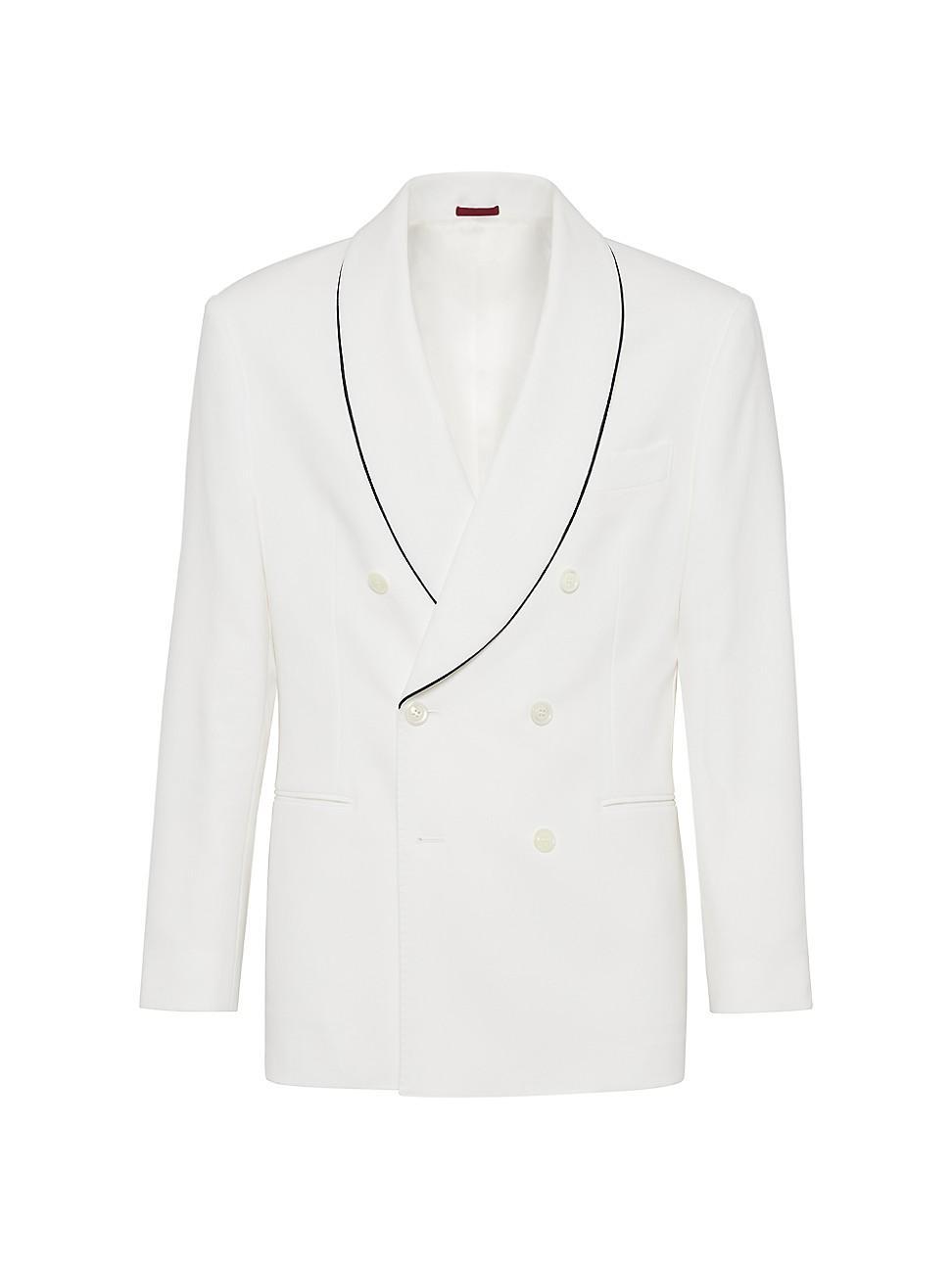 Mens Crape Cotton Double Twill One and a Half Breasted Tuxedo Jacket Product Image