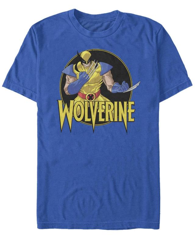 Mens Marvel X-Men Wolverine Classic Portrait Title Logo Tee Blue Product Image