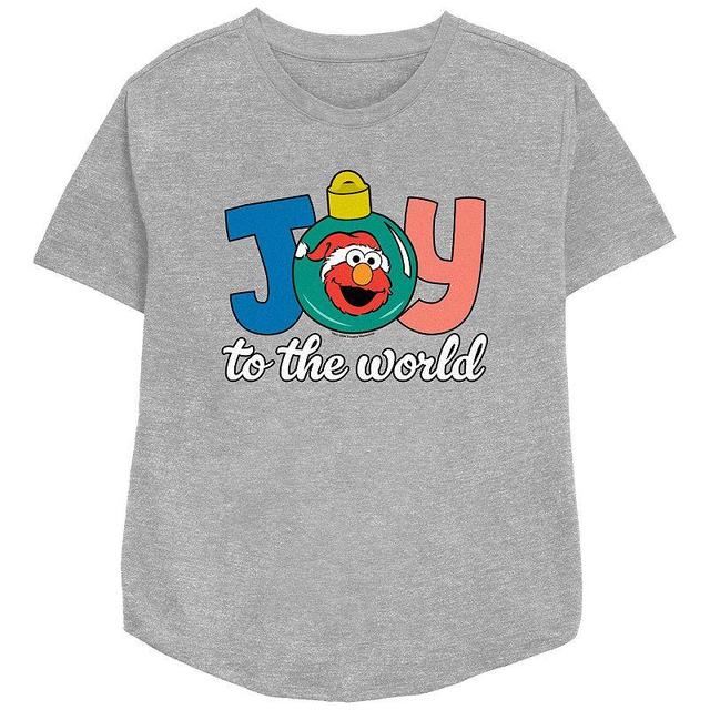 Womens PBS Kids Sesame Street Elmo Joy To The World Relaxed Fit Graphic Tee Athletic Grey Product Image