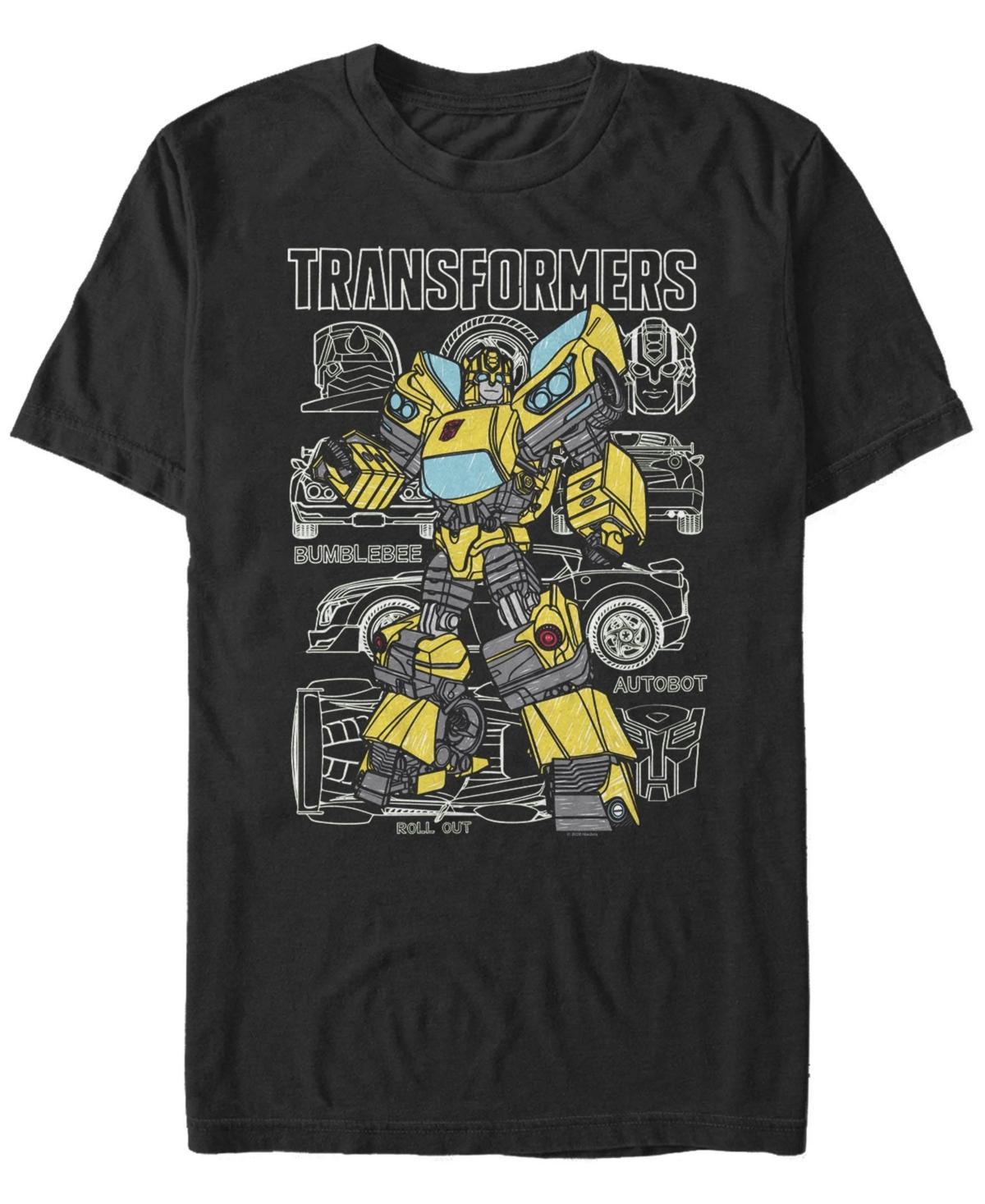 Mens Transformers Bumblebee Doodle Background Tee Product Image