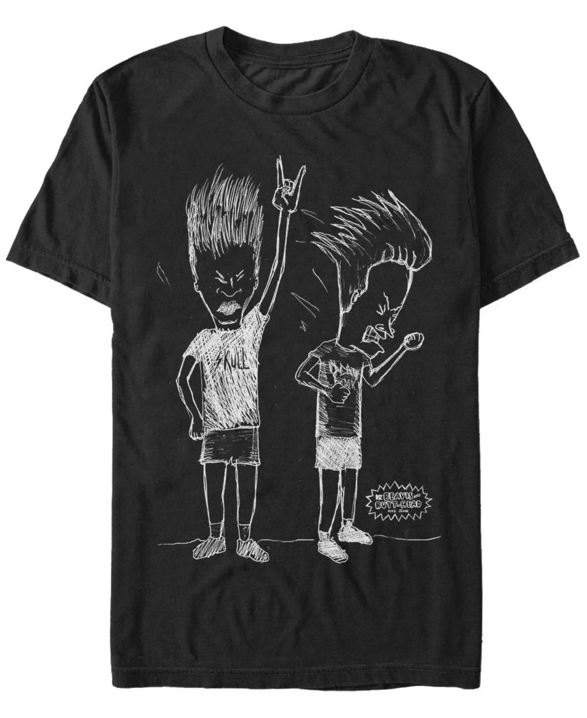 Beavis and Butthead Mtv Mens Rocking Out Sketch Logo Short Sleeve T-Shirt Product Image