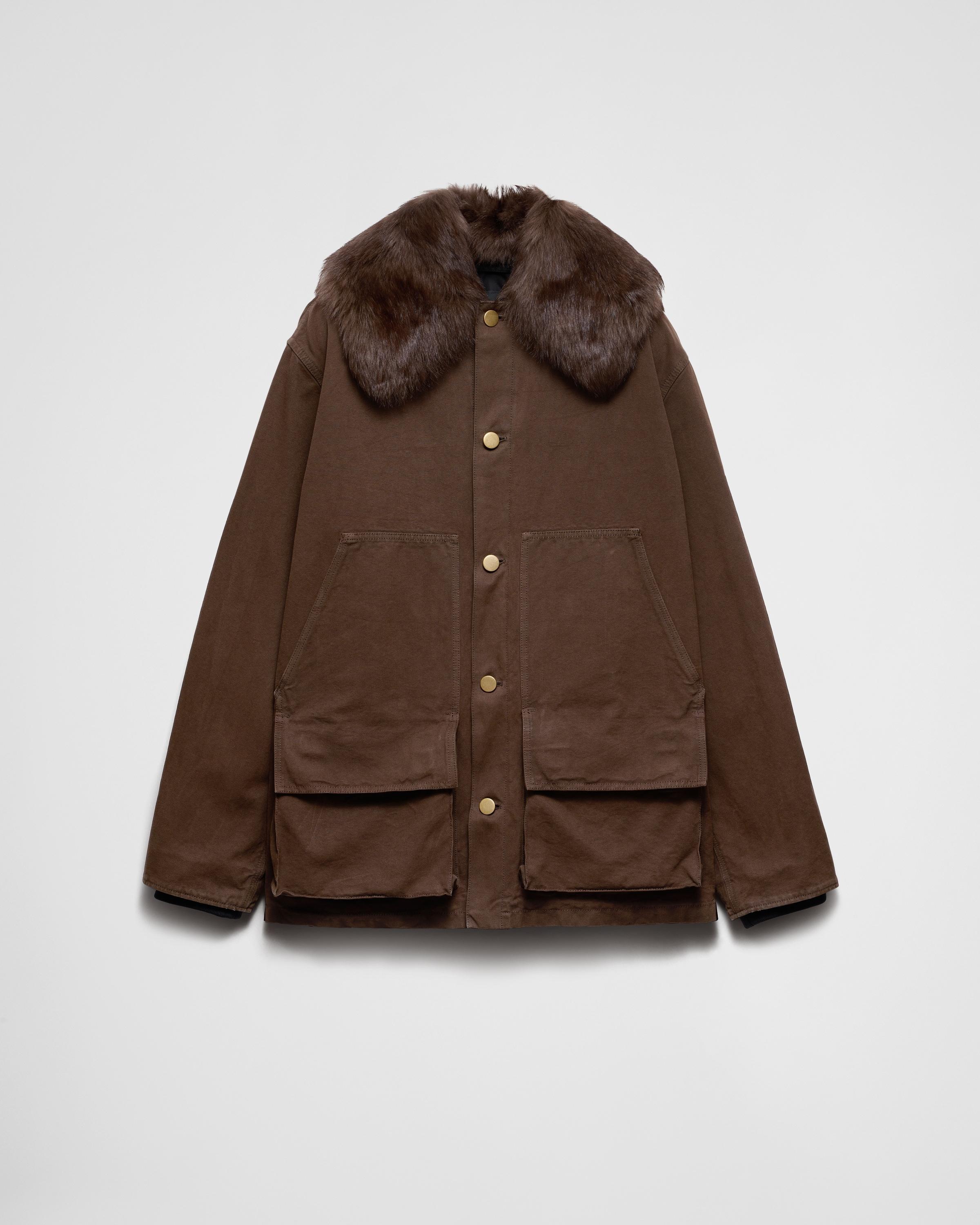 Cotton jacket with shearling collar Product Image