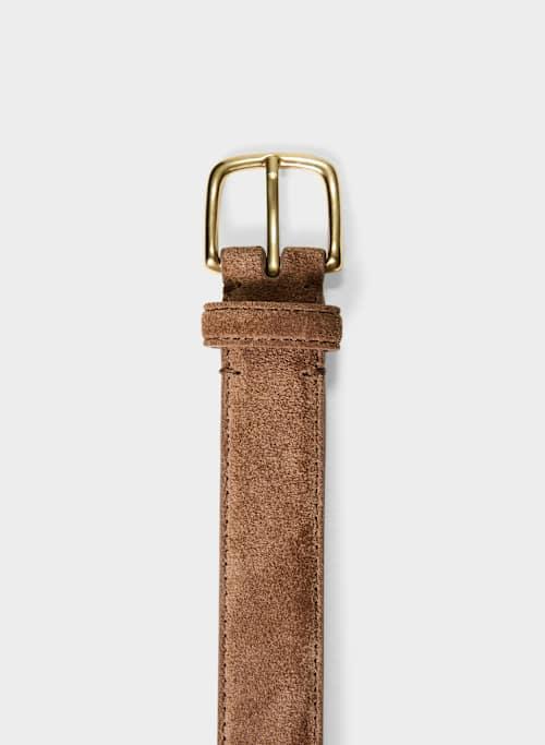 essential solid brass suede belt Product Image