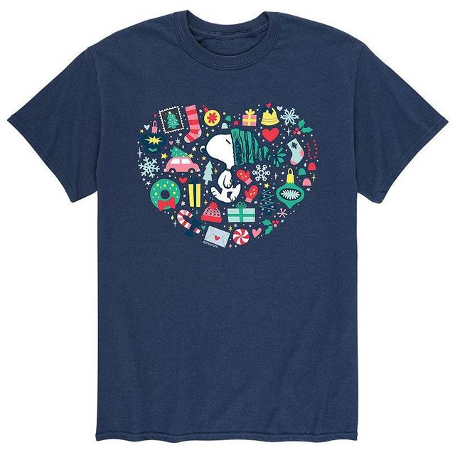 Mens Peanuts Holiday Heart Tee Blue Product Image