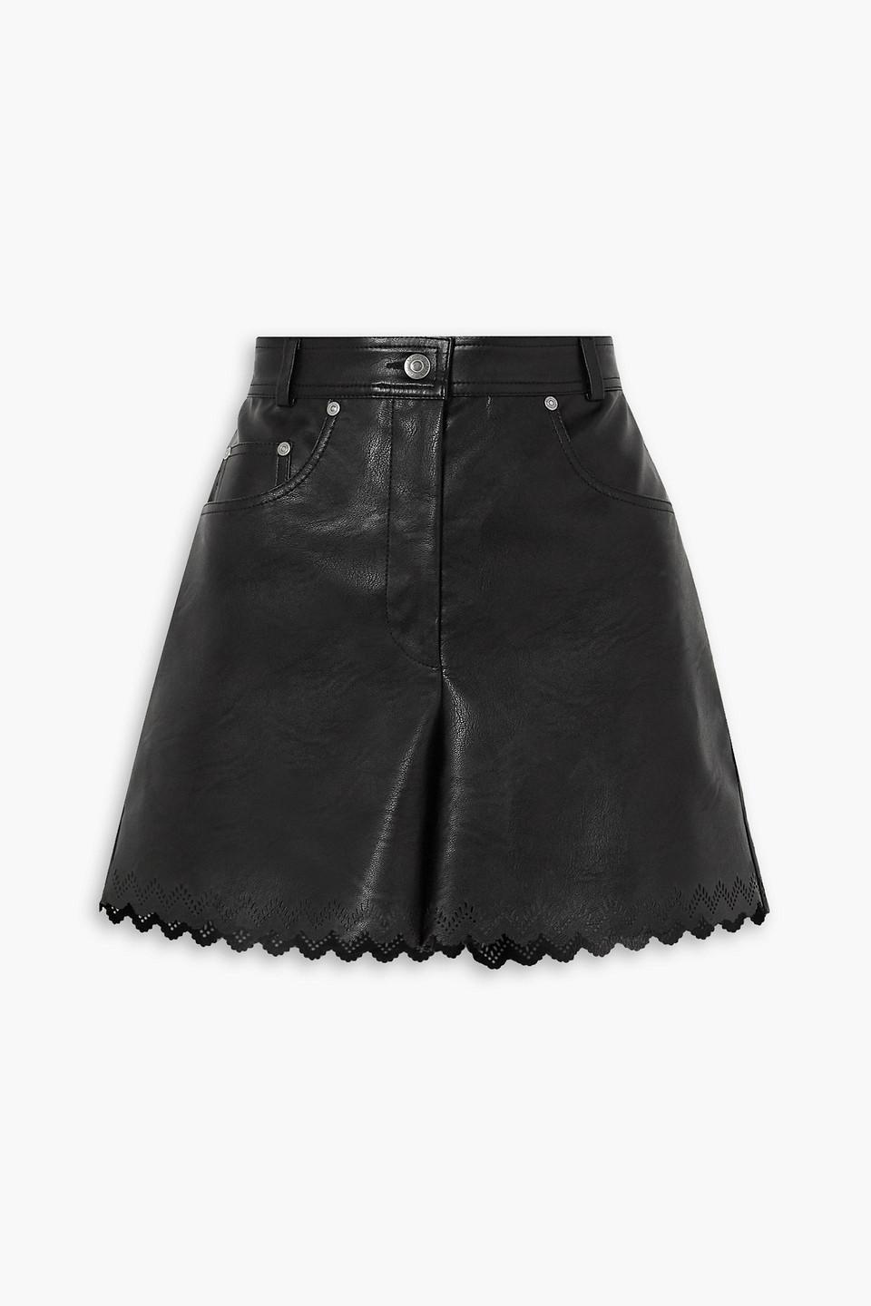 Maddox Scalloped Faux Leather Shorts In Black Product Image