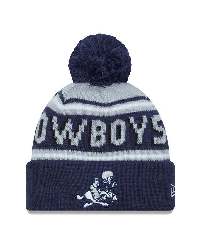 Mens New Era Dallas Cowboys Retro Joe Main Cuffed Knit Hat with Pom, Blue Product Image