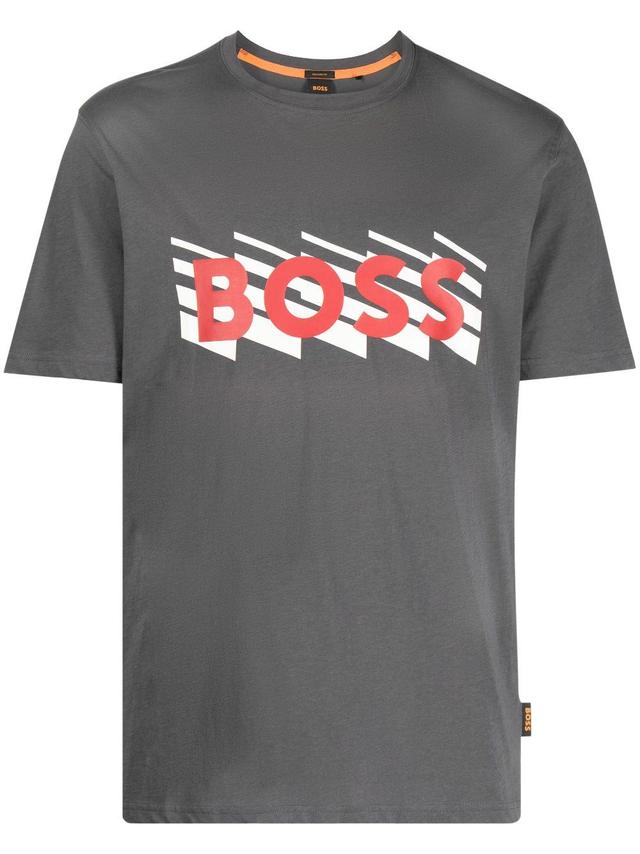 Logo-print Cotton T-shirt In Grey Product Image