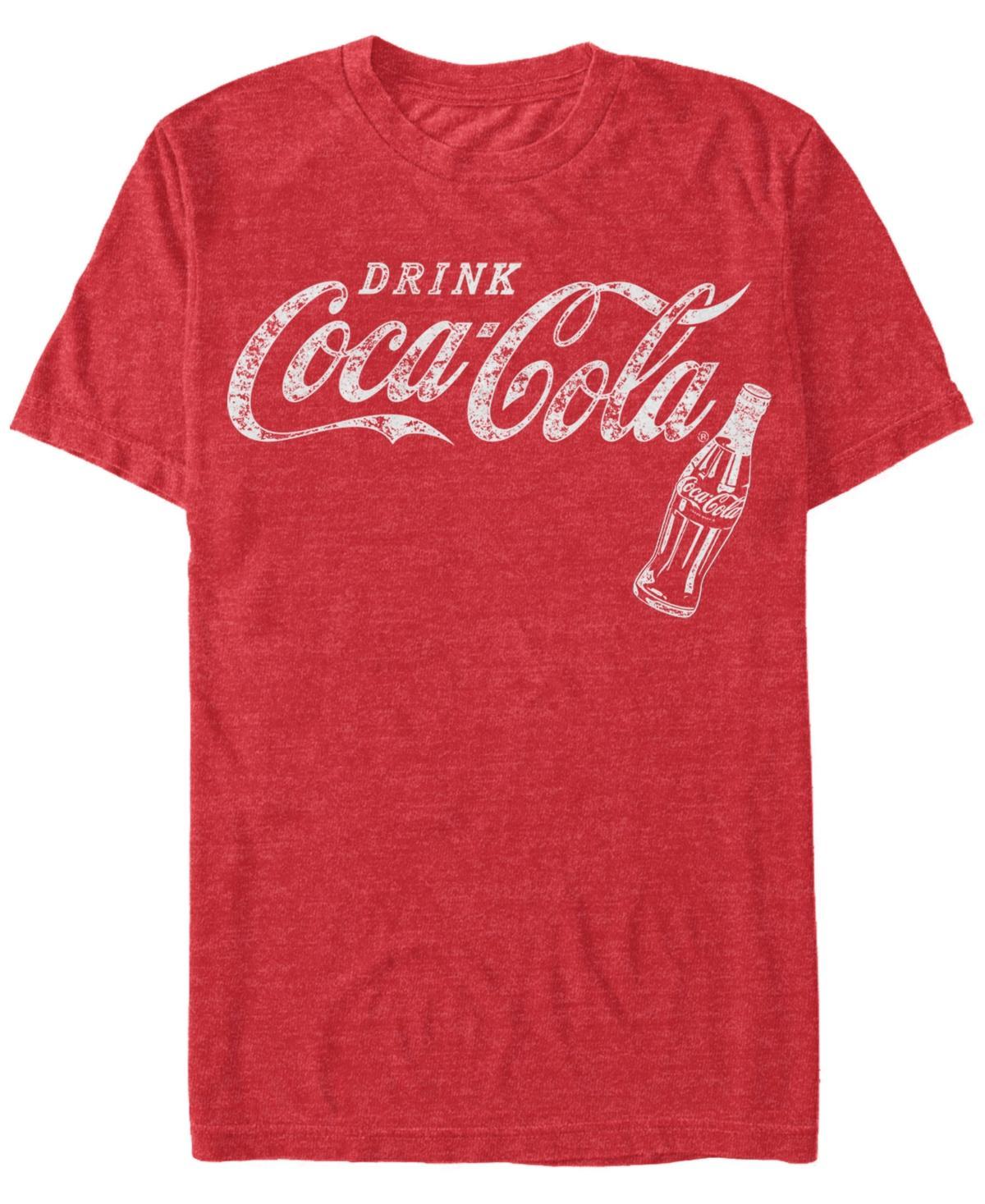 Mens Coca-Cola Vintage Bottle Logo Tee Red Grey Product Image