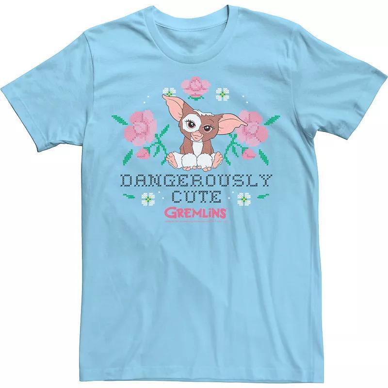 Mens Gremlins Gizmo Dangerously Cute Faux Stitched Tee Light Blue Product Image