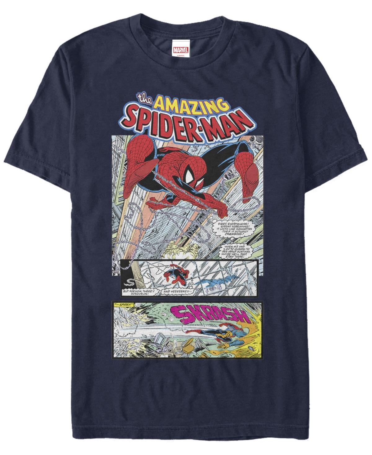 Marvel Mens The Amazing Spider-Man Comic Scene Short Sleeve T-Shirt Product Image