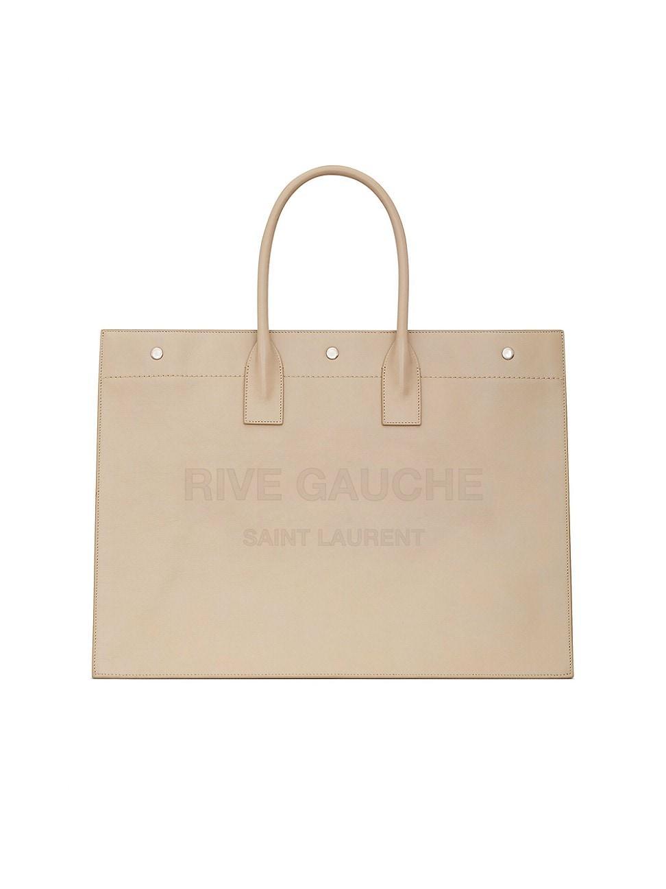 Mens Rive Gauche Large Tote Bag in Vegetable-tanned Leather Product Image